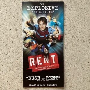 Three Panel Flyer Jonathan Larson’s Rent 8X4 Shaftesbury Theatre London West End